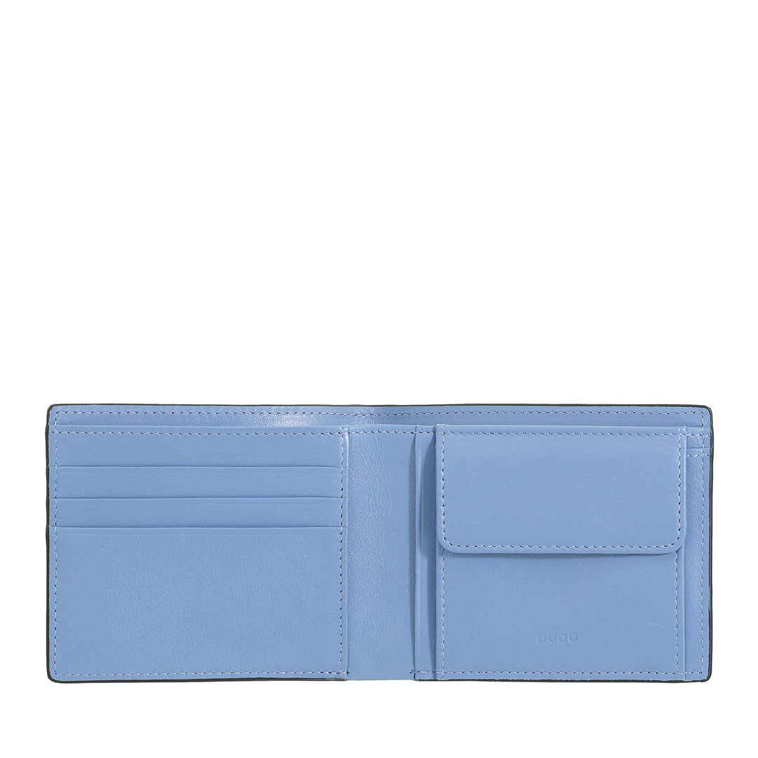 DUDU Portefeuille Slim pour Homme en Cuir Imprimé avec Protection RFID - Compact, Élégant, Petit Format - Portefeuilles Porte-Cartes de Crédit avec Porte-Monnaie
