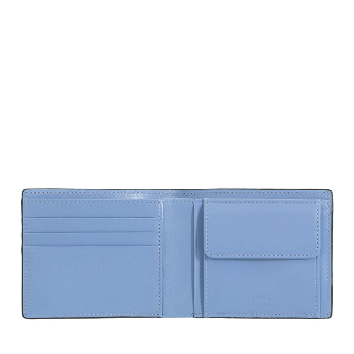 DUDU Portefeuille Slim pour Homme en Cuir Imprimé avec Protection RFID - Compact, Élégant, Petit Format - Portefeuilles Porte-Cartes de Crédit avec Porte-Monnaie
