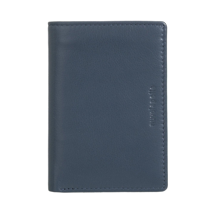 Nuvola Pelle Petit portefeuille pour homme en cuir véritable, porte-cartes fin avec fermeture éclair au dos, poche, compact, portefeuille