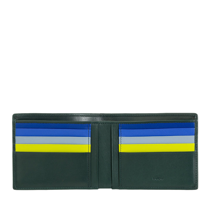 Dudu Mænds portefølje RFID -kreditkort i ægte læder fra 8 pengesedler Holder -kort