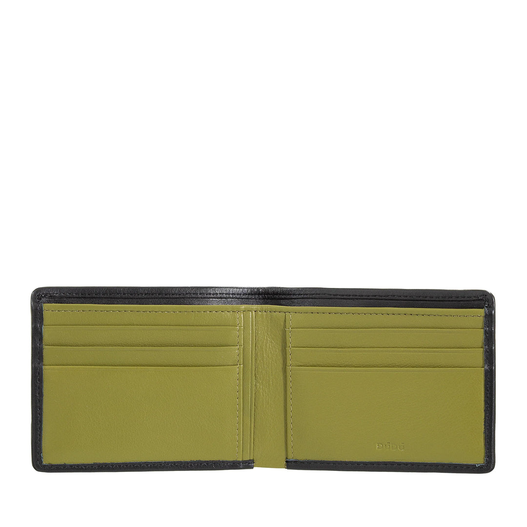 DUDU Portafoglio Uomo in Vera Pelle Intrecciata, Porta Carte di Credito e Banconote, Wallet Compatto e Sottile, Elegante Portafoglio Bifold in Pelle
