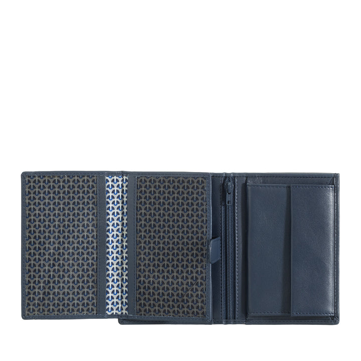 Cloud Leather Vertical Wallet Men's Nappa Leather with Coin Wallet and Credit Card Holder