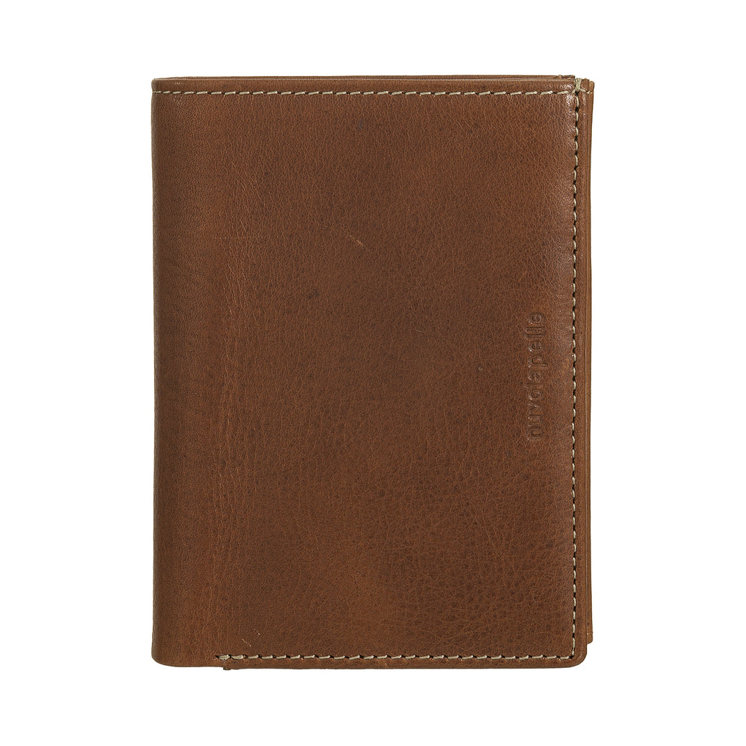 Nuvola Pelle Portefeuille vertical en cuir pour homme – Élégant portefeuille à deux volets avec porte-monnaie, fermeture à languette interne, emplacements pour cartes et poche zippée