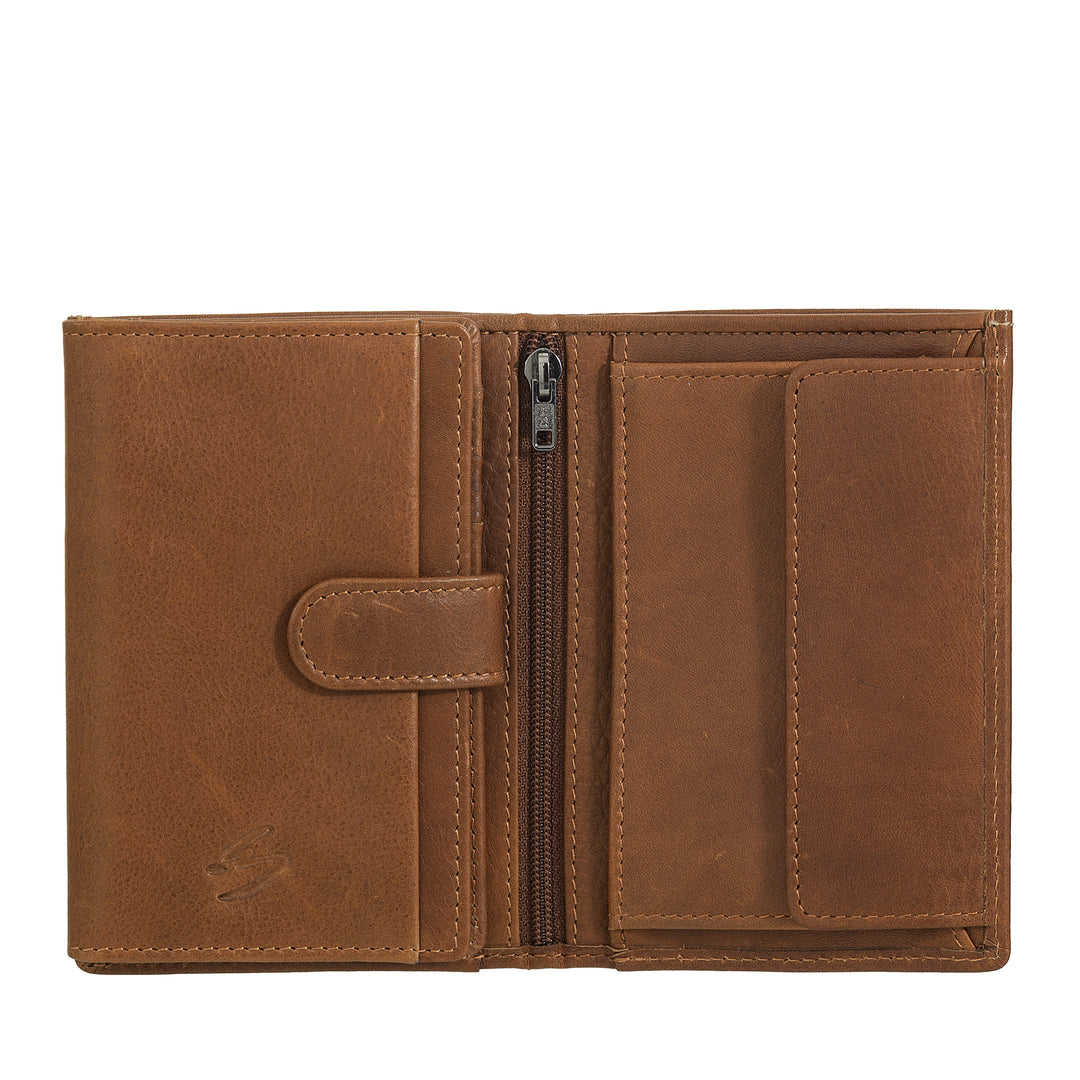 Nuvola Pelle Portefeuille vertical en cuir pour homme – Élégant portefeuille à deux volets avec porte-monnaie, fermeture à languette interne, emplacements pour cartes et poche zippée