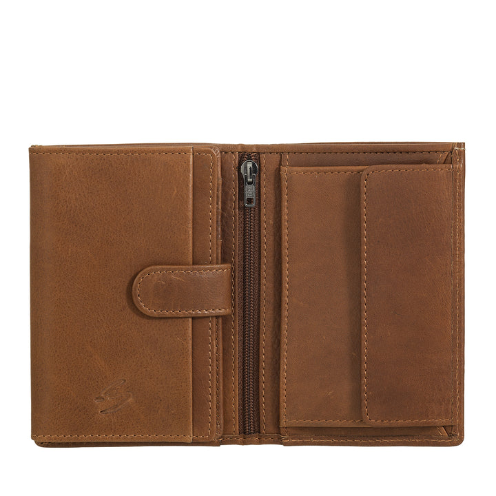 Nuvola Pelle Portefeuille vertical en cuir pour homme – Élégant portefeuille à deux volets avec porte-monnaie, fermeture à languette interne, emplacements pour cartes et poche zippée