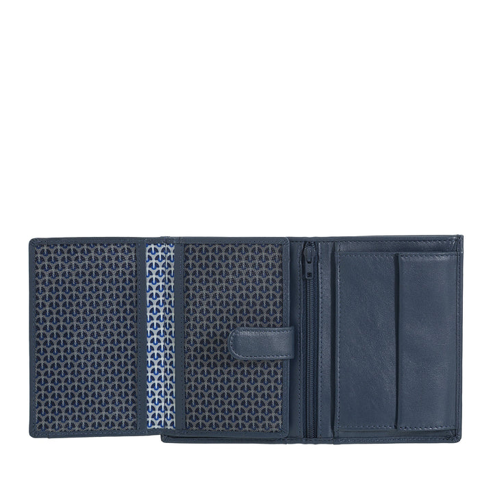 Portefeuille vertical pour homme Nuvola Pelle en cuir Nappa - Portefeuille avec porte-monnaie, fente pour cartes et poches transparentes