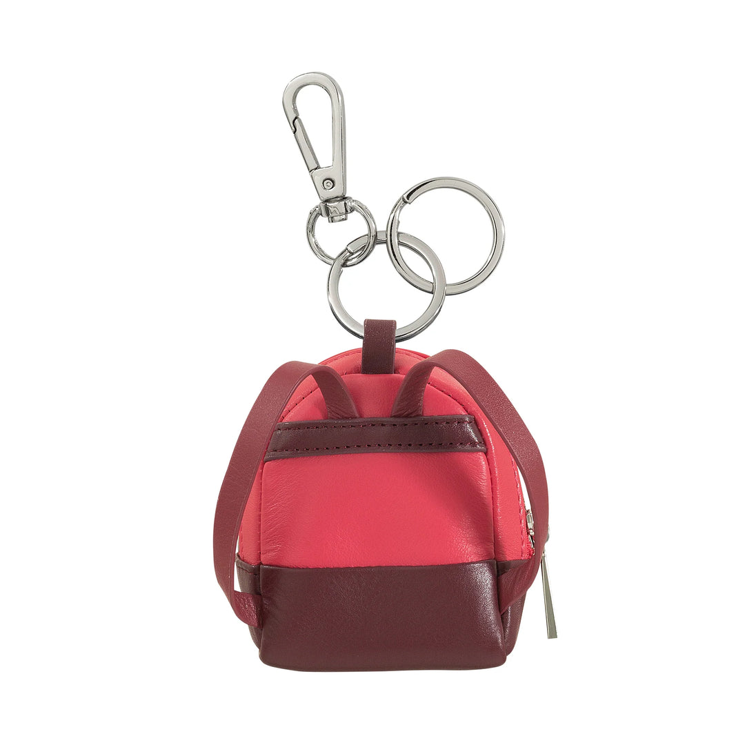 DUDU Petit sac porte-monnaie avec porte-clés pour femme en cuir, design mini sac à dos, fermeture éclair, double anneau et mousqueton