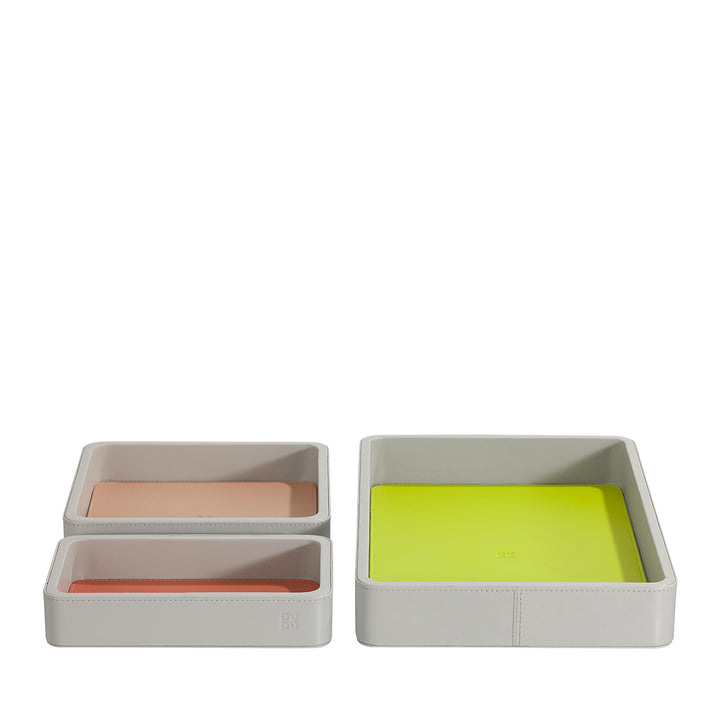 DUDU Set mit 3 Taschenablagen aus Leder, Tischablage für Zuhause, Schreibtisch, Büro, Schlüsselhalter, Münzen, Telefon