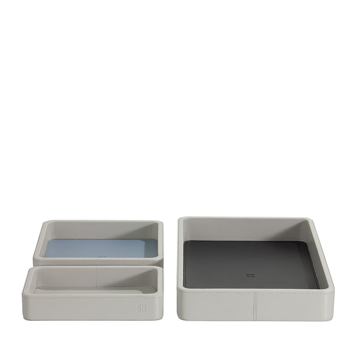 DUDU Set mit 3 Taschenablagen aus Leder, Tischablage für Zuhause, Schreibtisch, Büro, Schlüsselhalter, Münzen, Telefon