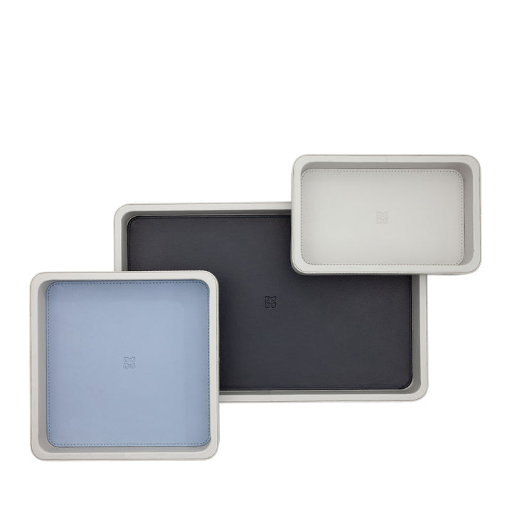 DUDU Set mit 3 Taschenablagen aus Leder, Tischablage für Zuhause, Schreibtisch, Büro, Schlüsselhalter, Münzen, Telefon