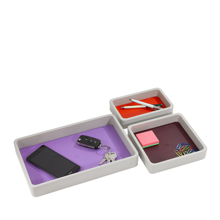 DUDU Set of 3 pcs Leather Pocket Tray, Table Storage Tray Home Desk Office, Key Holder, Coins, Telephone