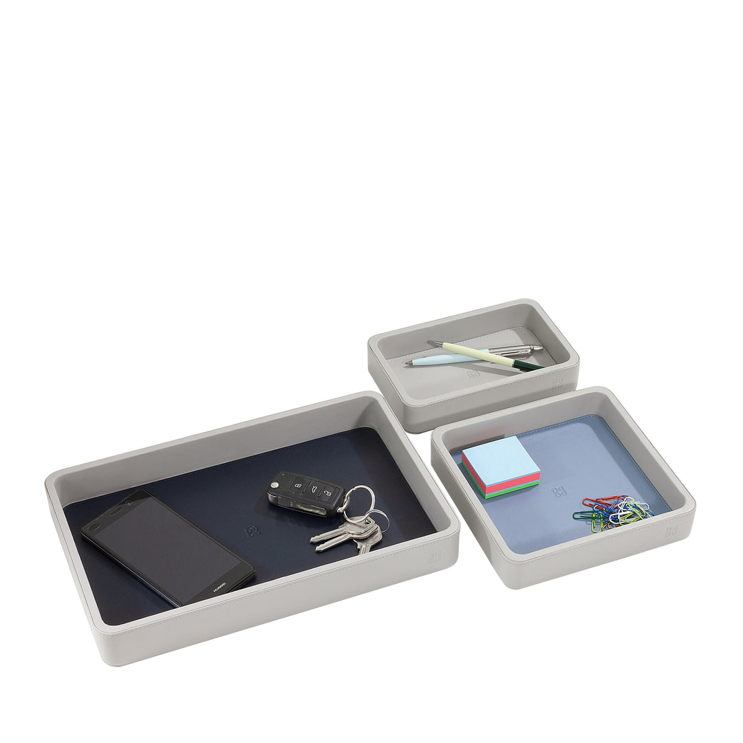 DUDU Set mit 3 Taschenablagen aus Leder, Tischablage für Zuhause, Schreibtisch, Büro, Schlüsselhalter, Münzen, Telefon