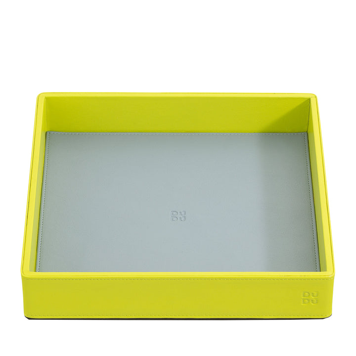 Plateau de poche en cuir coloré DUDU Entryway Designer avec boîte-cadeau