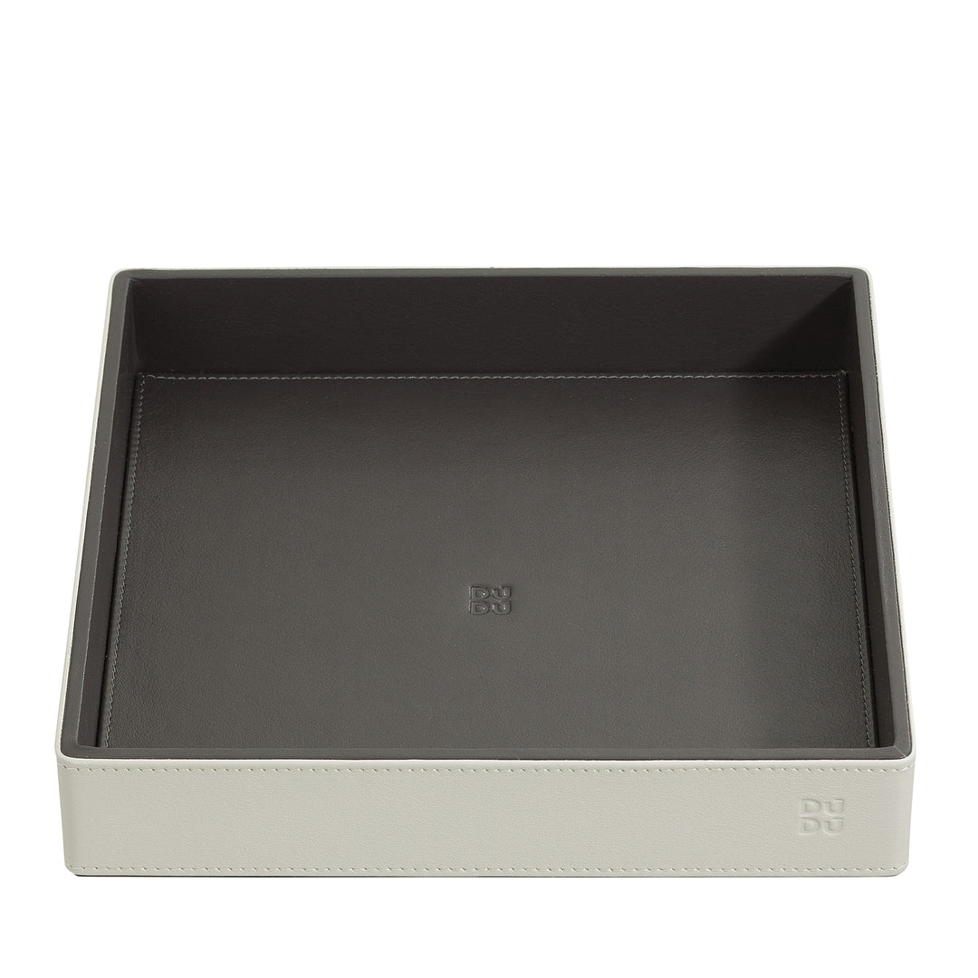 DUDU Designer-Taschentablett aus farbigem Leder für den Eingangsbereich mit Geschenkbox