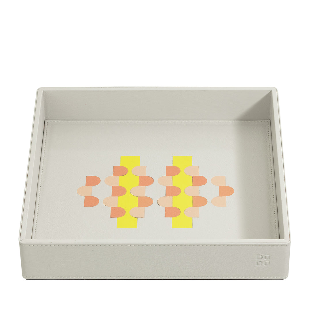 Plateau de poche en cuir coloré DUDU Entryway Designer avec boîte-cadeau