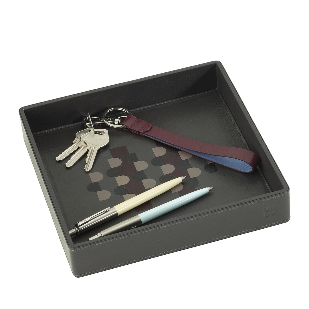 Plateau de poche en cuir coloré DUDU Entryway Designer avec boîte-cadeau