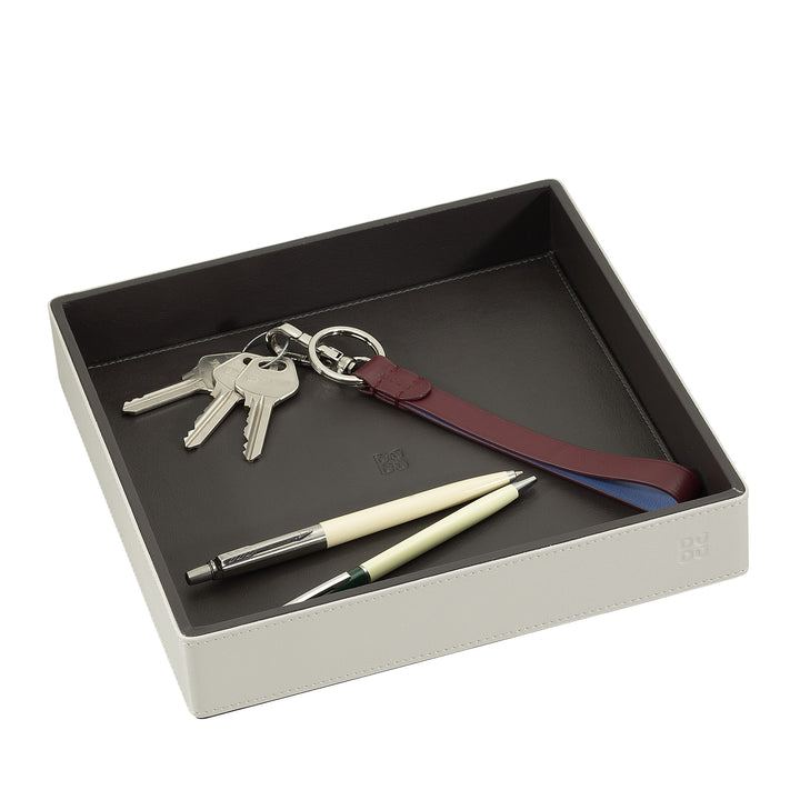 DUDU Designer-Taschentablett aus farbigem Leder für den Eingangsbereich mit Geschenkbox