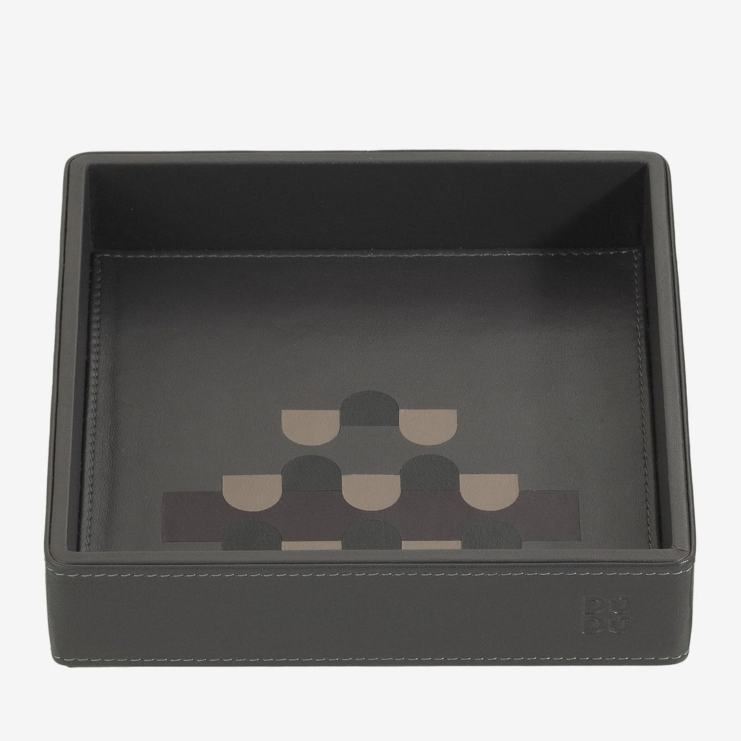 DUDU Plateau de poche en cuir coloré pour entrée, 14 x 14 cm, avec boîte cadeau