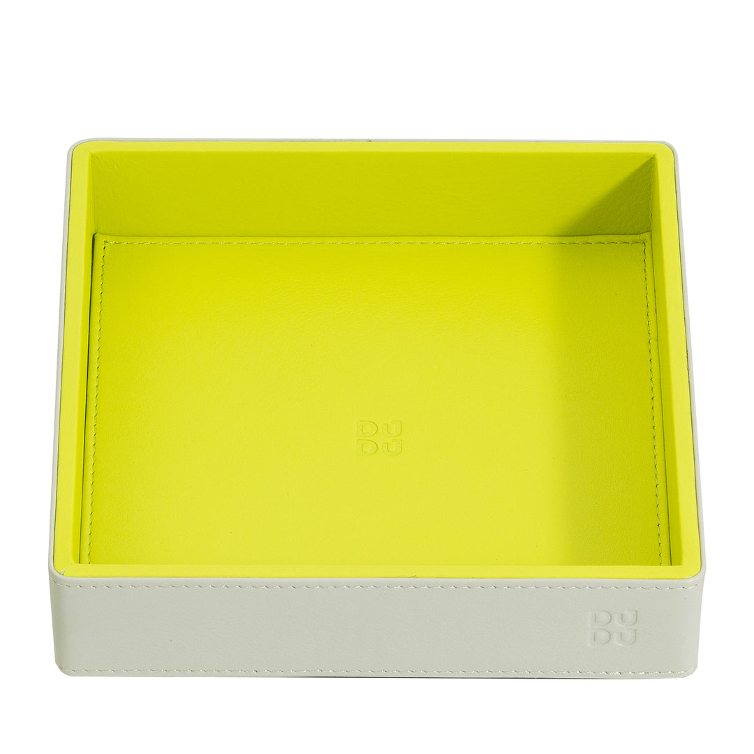 DUDU Entryway Designer Colored Leather Pocket Tray, 14x14cm, with Gift Box