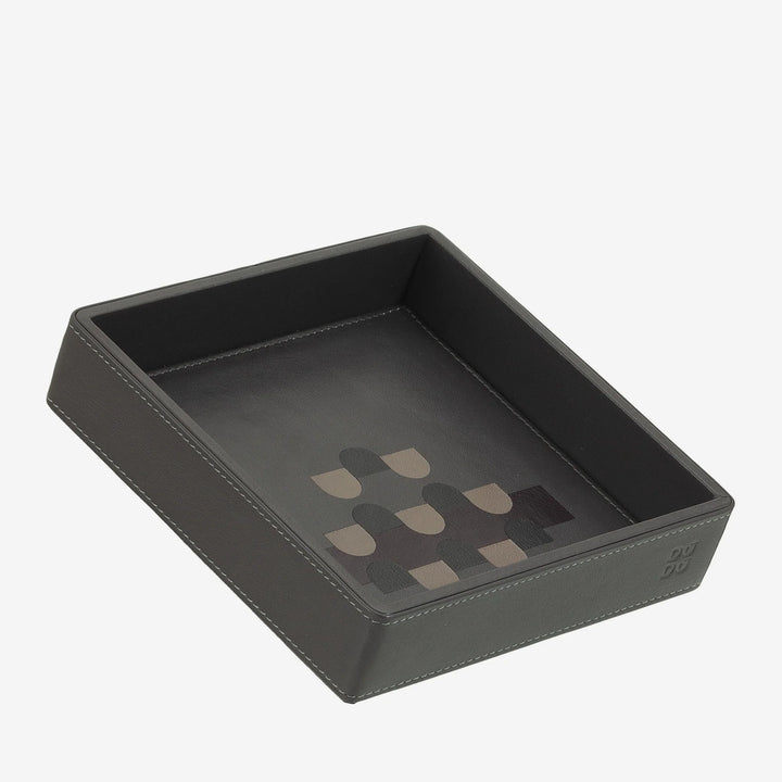 DUDU Plateau de poche en cuir coloré pour entrée, 14 x 14 cm, avec boîte cadeau