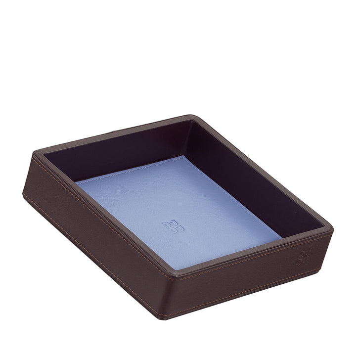 DUDU Plateau de poche en cuir coloré pour entrée, 14 x 14 cm, avec boîte cadeau