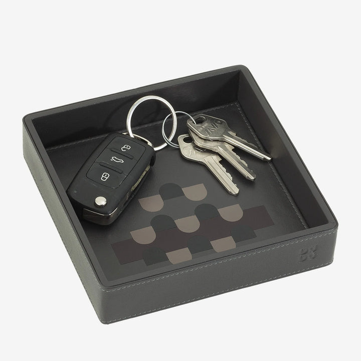 DUDU Plateau de poche en cuir coloré pour entrée, 14 x 14 cm, avec boîte cadeau