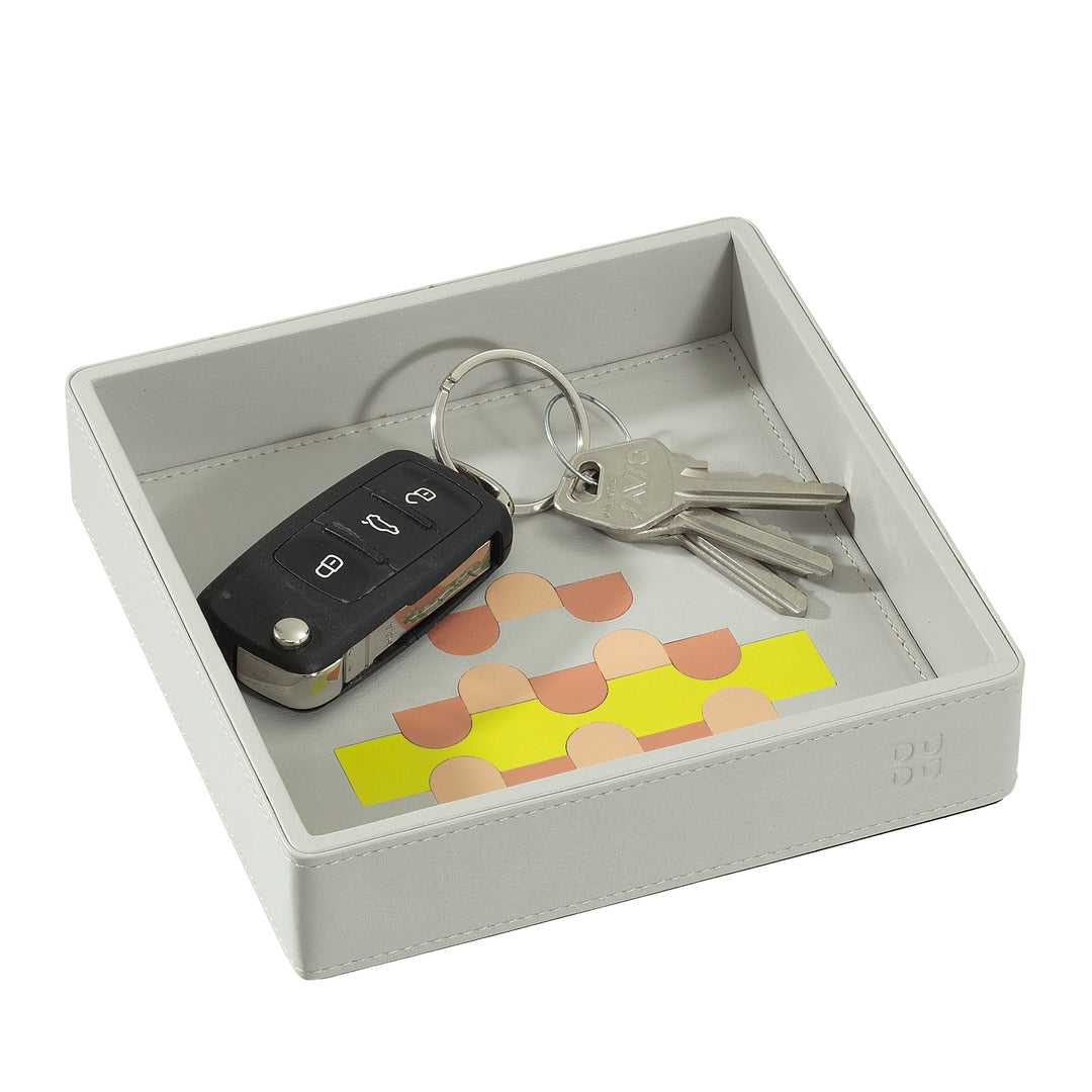 DUDU Entryway Designer Colored Leather Pocket Tray, 14x14cm, with Gift Box