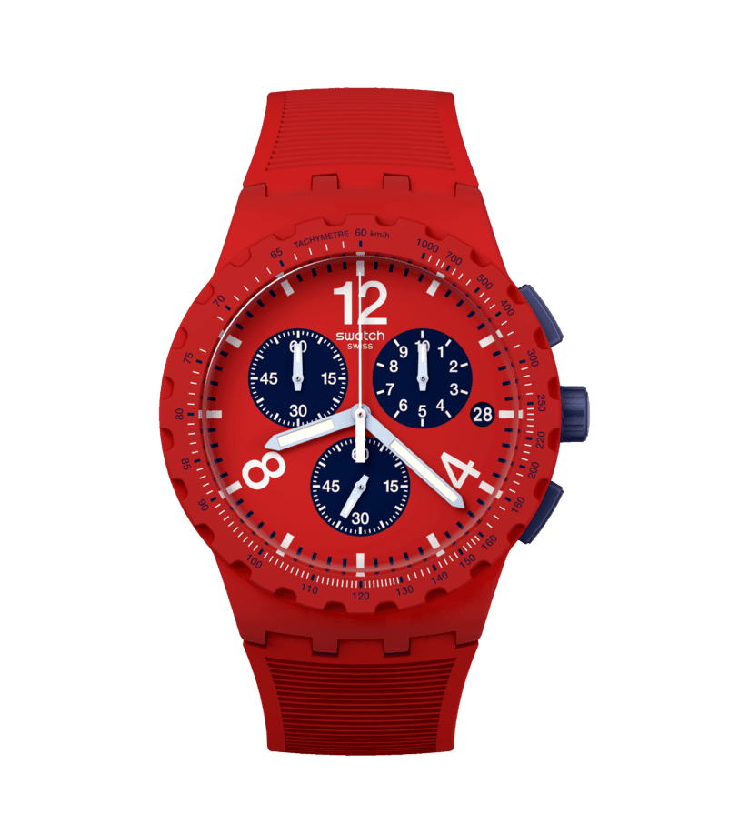 Swatch orologio PRIMARILY RED Originals Chrono 42mm SURS407 - Capodagli 1937