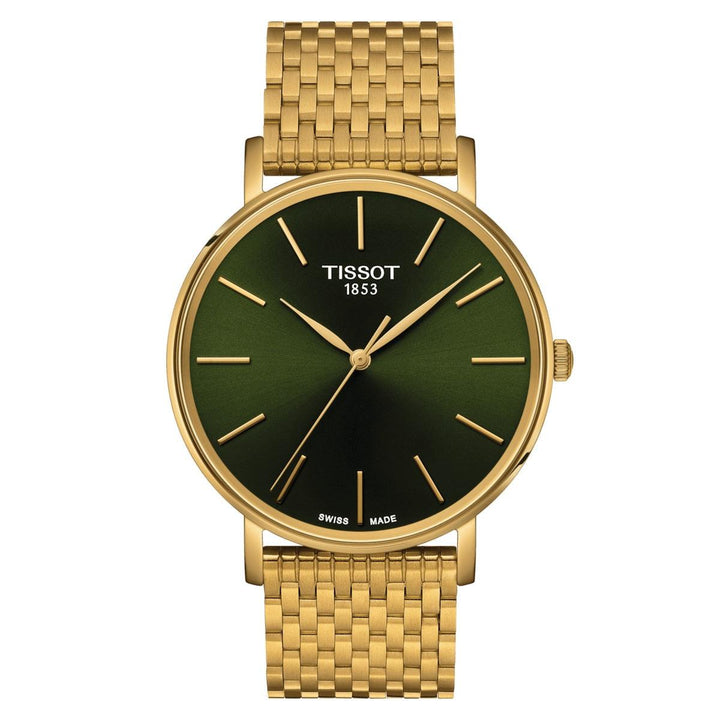 Tissot orologio Everytime 40mm verde quarzo acciaio finitura PVD oro giallo T143.410.33.091.00 - Capodagli 1937
