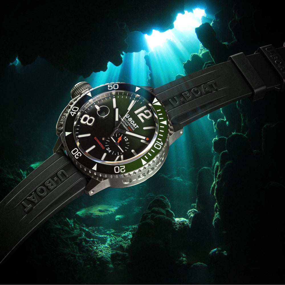 Montre U-BOAT Sommerso Ceramic Vert/MT 46mm bordeaux automatique acier 9520 - Capodagli 1937