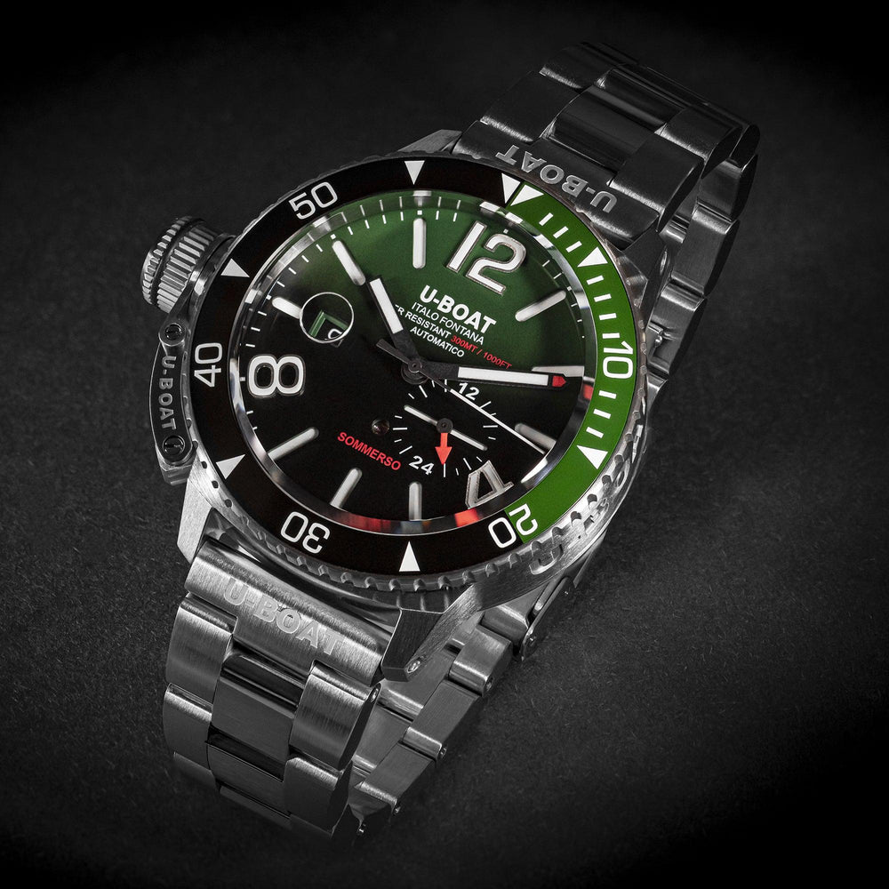 Montre U-BOAT Sommerso Ceramic Green/MT 46mm bordeaux automatique acier 9520/MT - Capodagli 1937