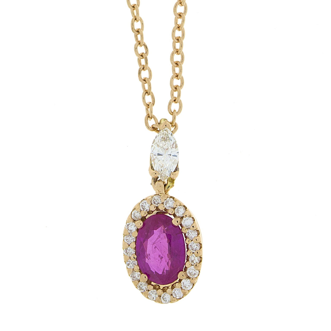 Collier rubis ovale Golay 6x4 avec contour diamant GRB200RU-22327110036