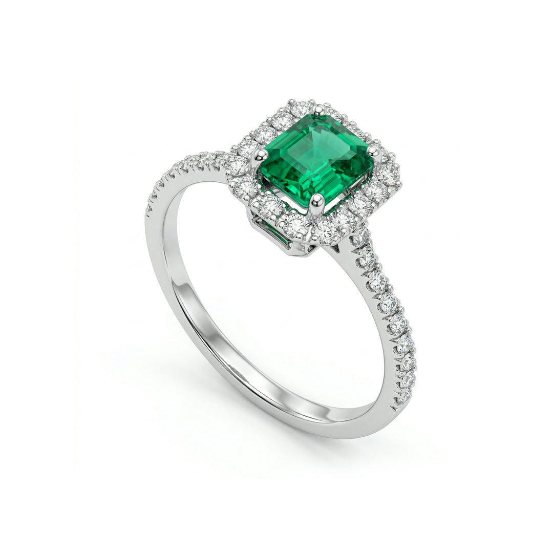 Bague émeraude octogonale Golay 6x5 et contour diamant ACLC072DISM1-23213110001