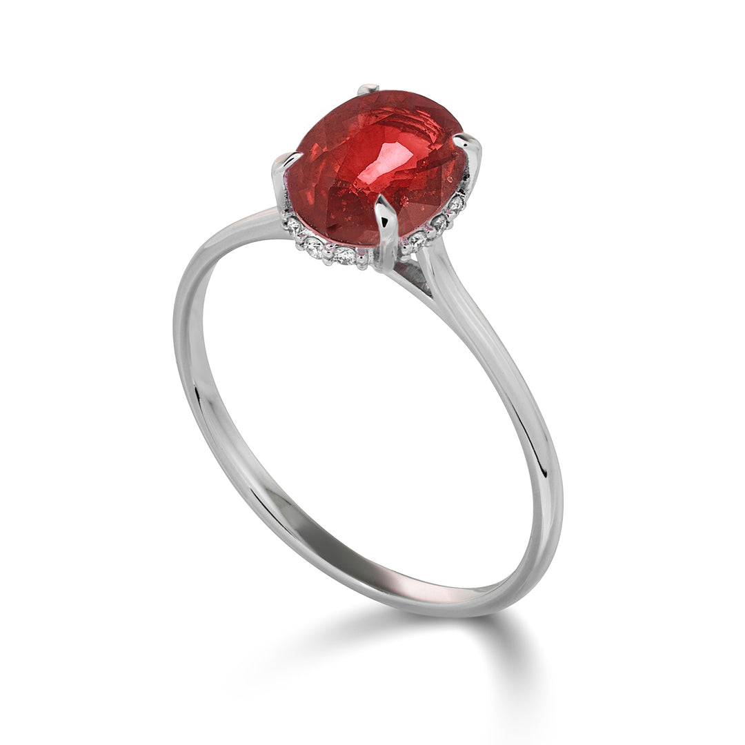 Nihama an 18k oval ruby 8x6 set with diamonds NA5220O4RBR