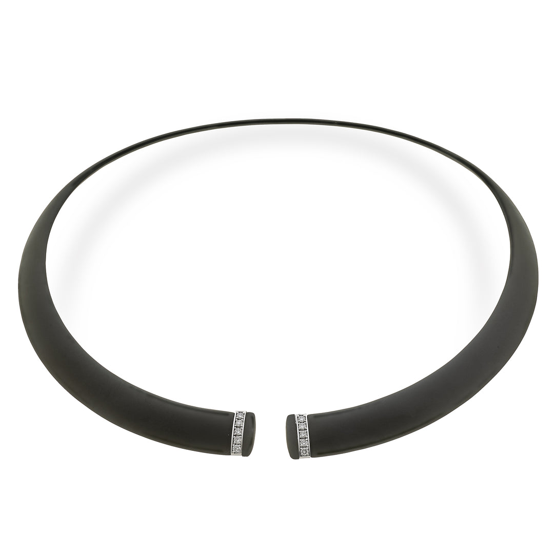 Golay-Halsband aus schwarzem Titan mit Elementen aus 18 Karat Weißgold, besetzt mit Diamanten, mittlere Größe GD013O4DINE_M