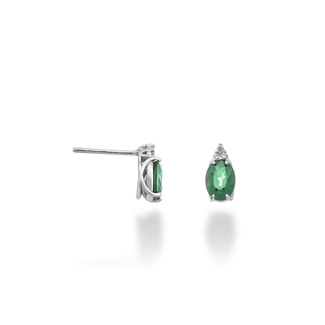 Mikiko or 9k oval emerald 7x5 and three diamonds MO5172R4BE