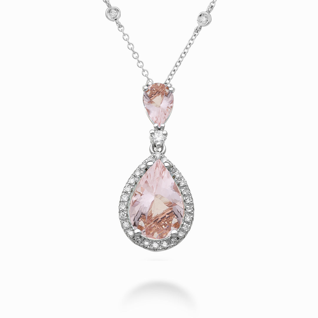 Collier Golay goutte morganites 8x6 et 6x4 et diamants PCLC209DMO68-23250110100