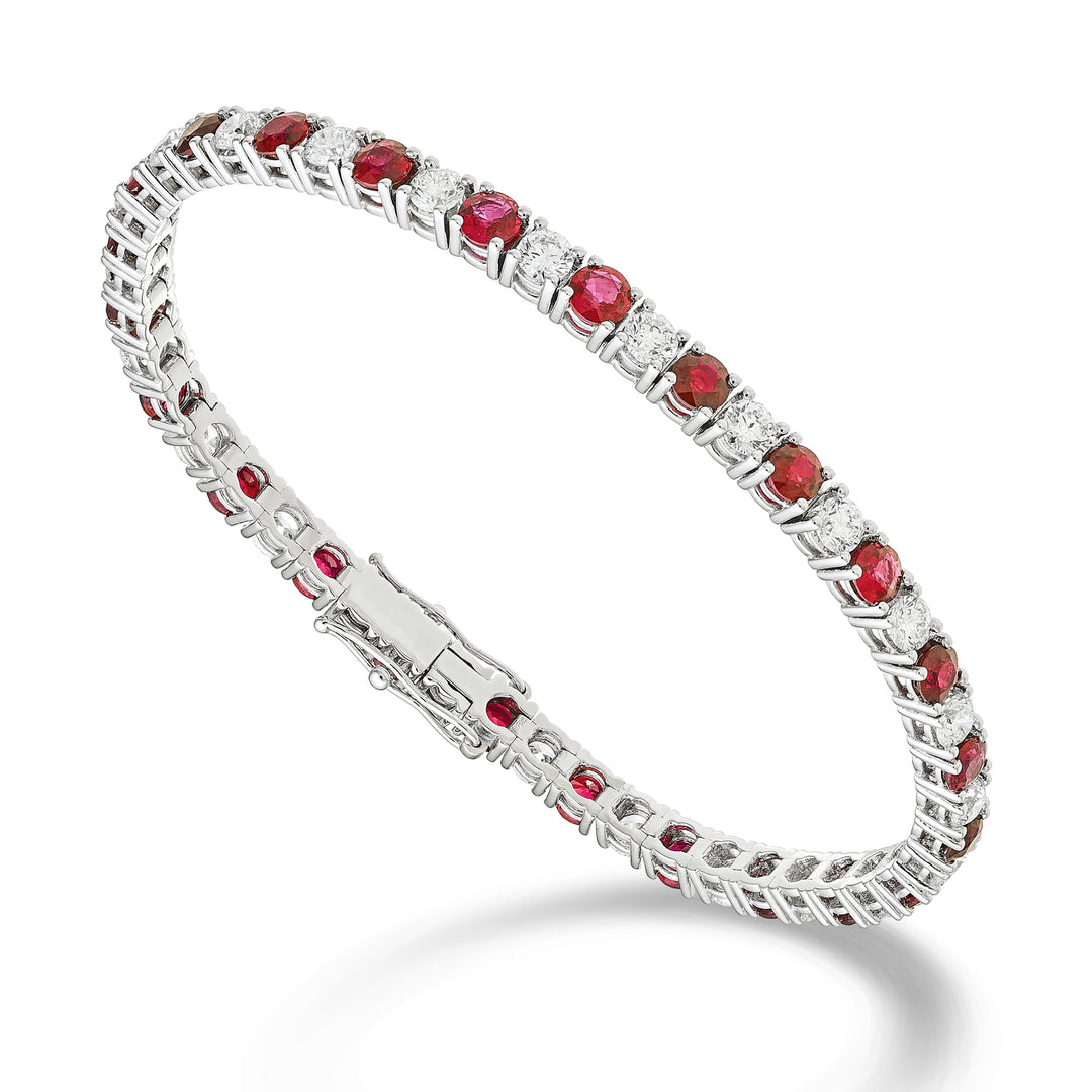Bracelet lunette fil World Diamond Group diam + rub alterné 19cm BTF001DIRU18-190-23276110078