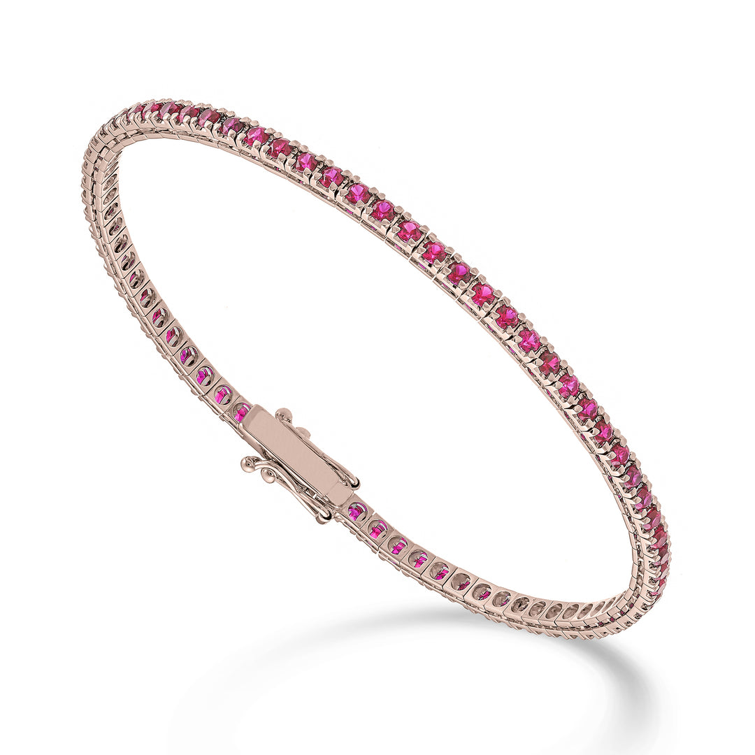Mikiko Br Tennis 18 Karat Rubine ct.2,30 cm.17,5 Roségold – 80 Fassungen MBTQ220RBRO3