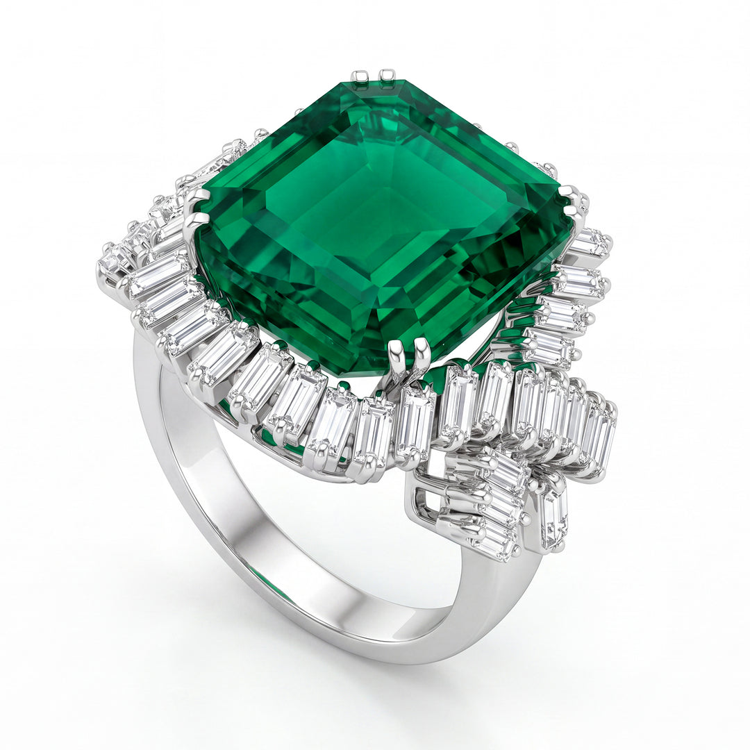 World Diamond Group ring with emerald 13.67 ct APU186DISM-17249000233