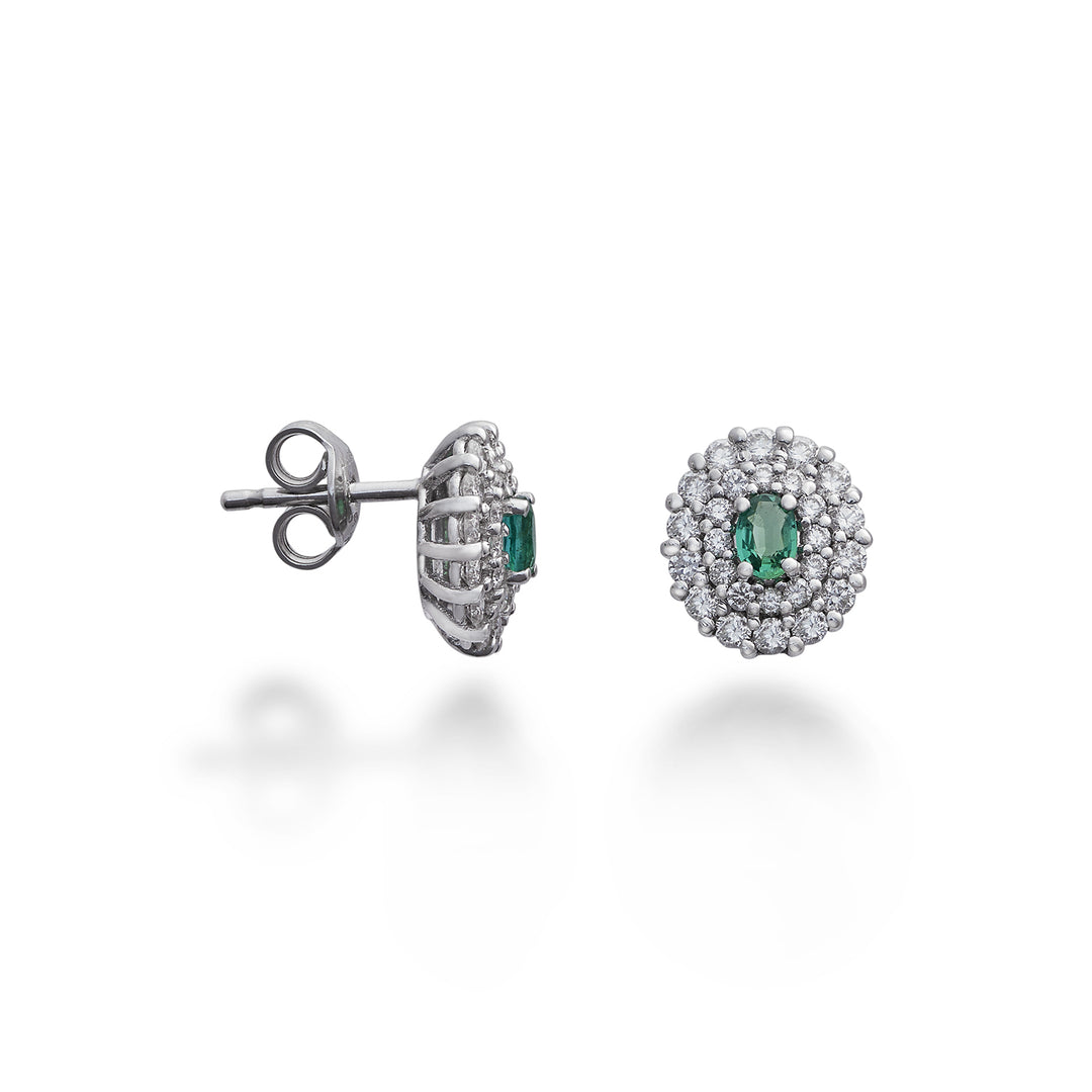 Golay oval emerald earrings 4x3 double cont. diamonds OCL128DISM43-22214110105