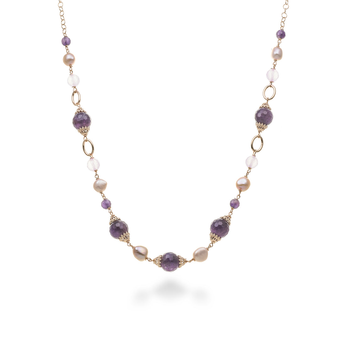 Mikiko cl ag925 fw bar. mu 9/10 Amethyst 12mm lila Jade 8mm cm.55 MD7609A3FDMU910