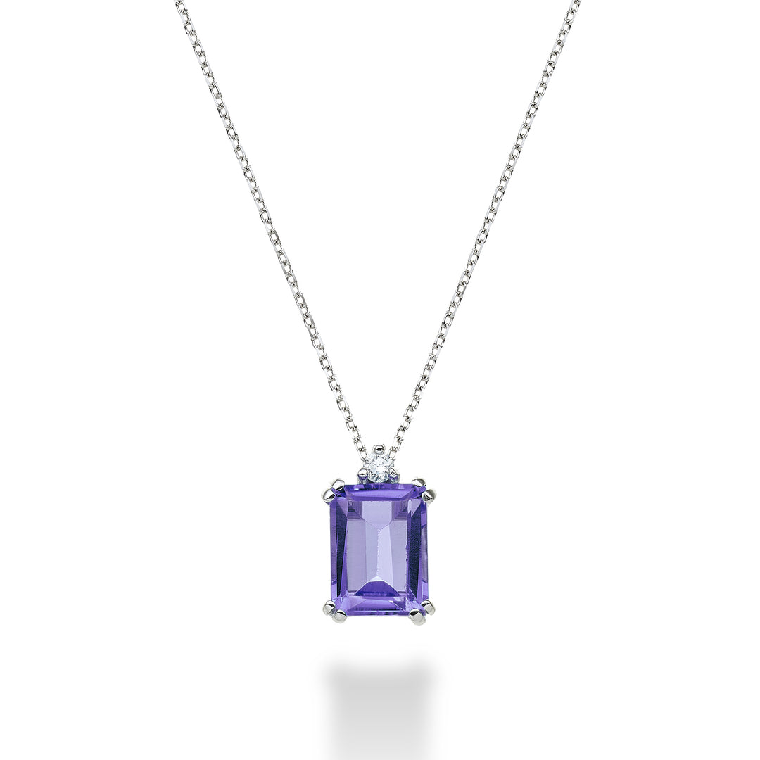Mikiko cl 18k achteckiger Amethyst 8x6 ct.1,30 Durchm. ct.0,03 MPCL090DIAMET3O4