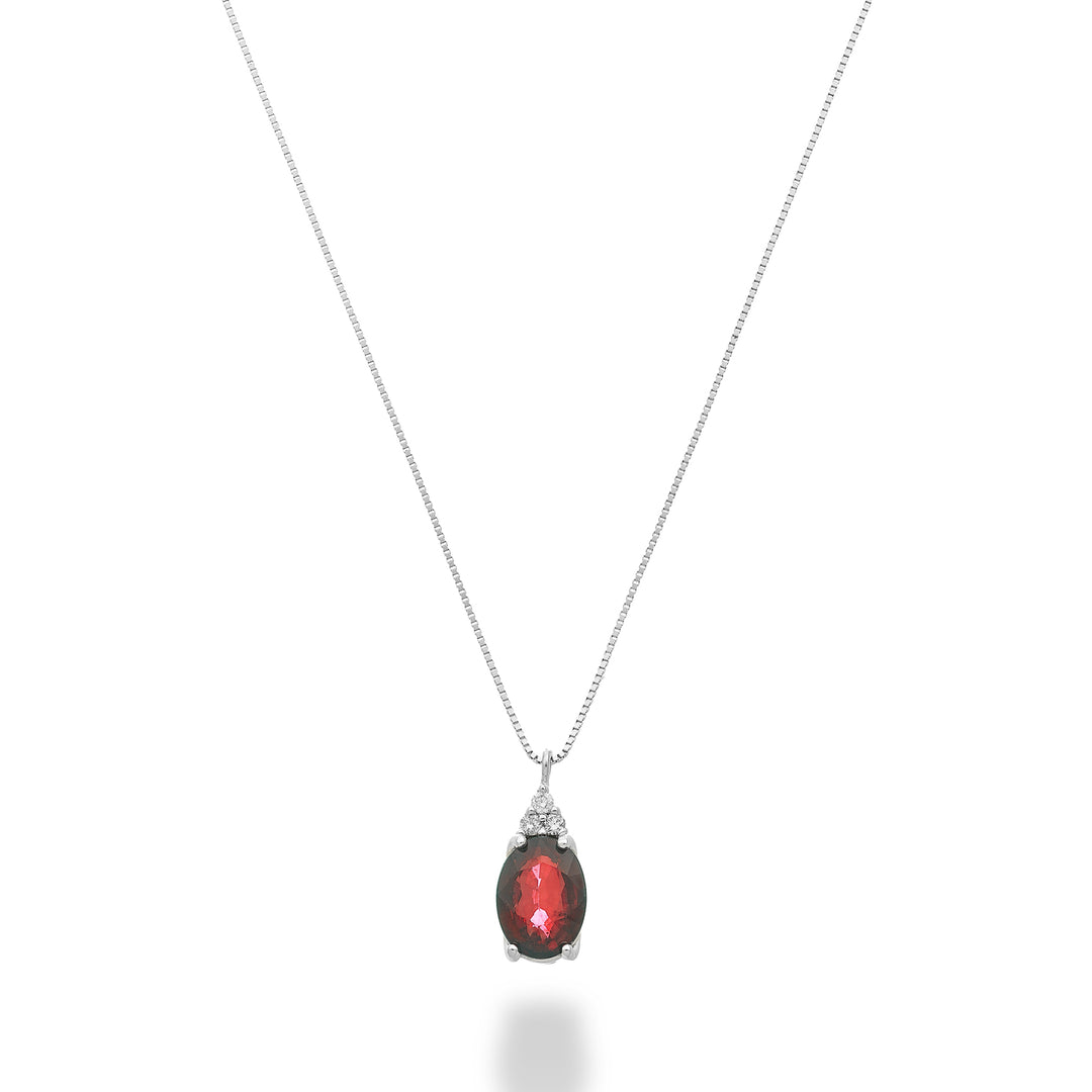 Nihama cl 9k rubis n. Ovale 7x5 avec trois diamants ND5189R4RBN080