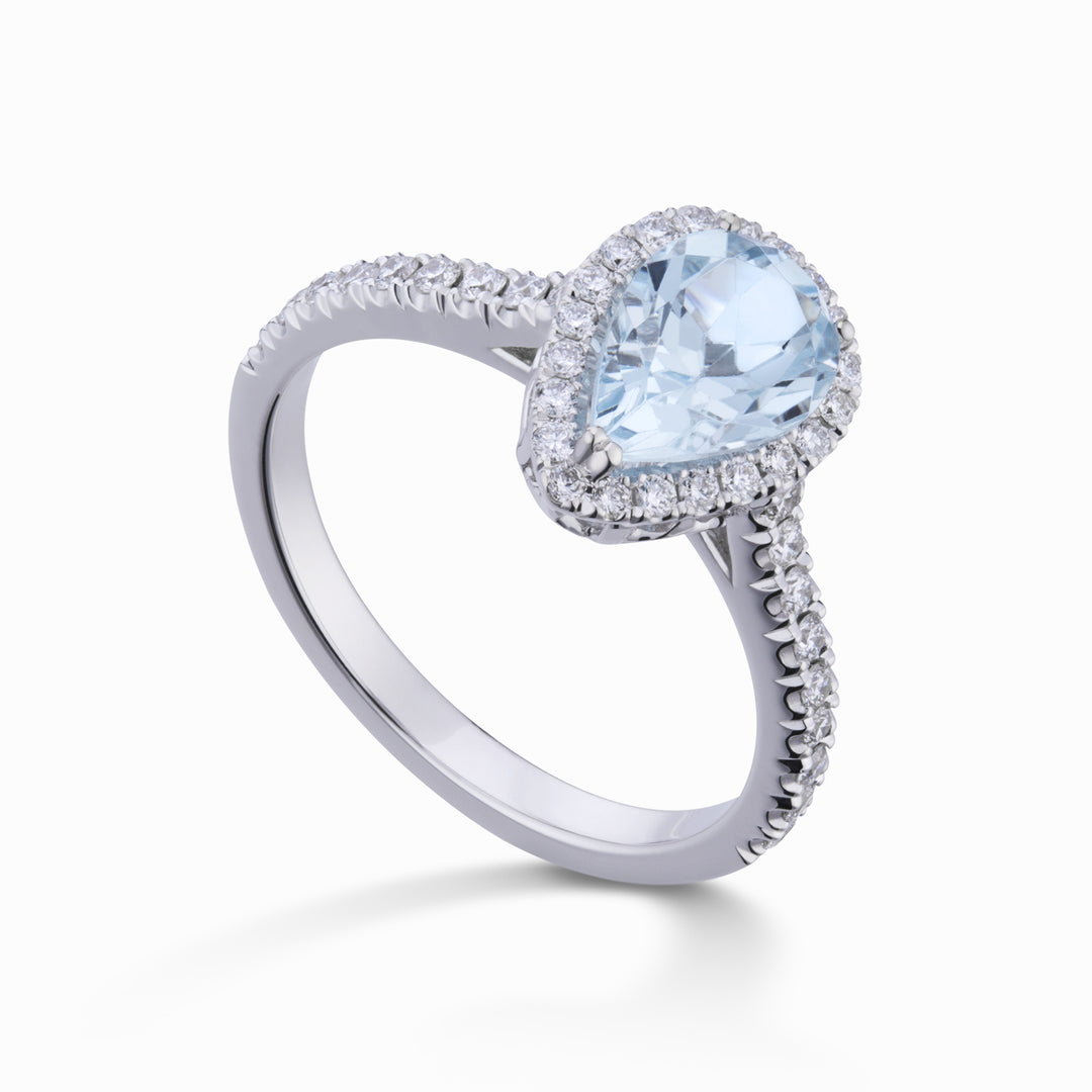 World Diamond Group ring aquamarine drop 9x6 and diamonds ACLC090DIAQ1-21214110020