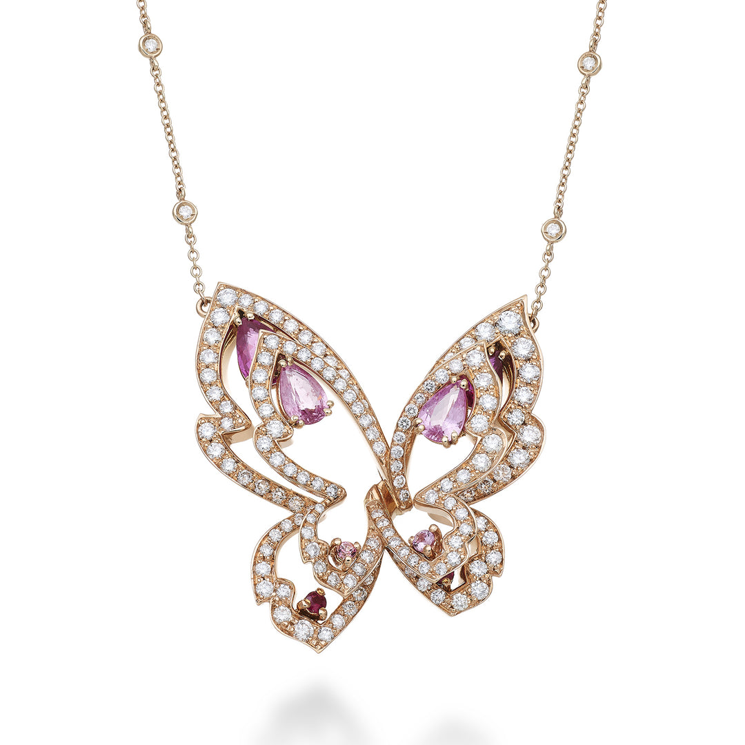 Golay Rundhalsausschnitt Mariposa Farf Double Diam+Rub+Zaf Pink GFFA007DZPRU-22237110014