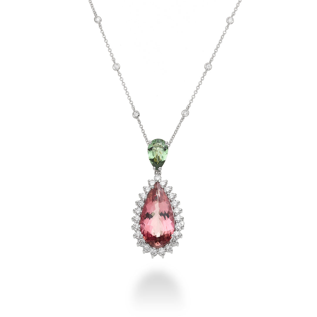 Collier Golay tourmaline rose et verte avec larme et diam GPU04DITO-23207110005