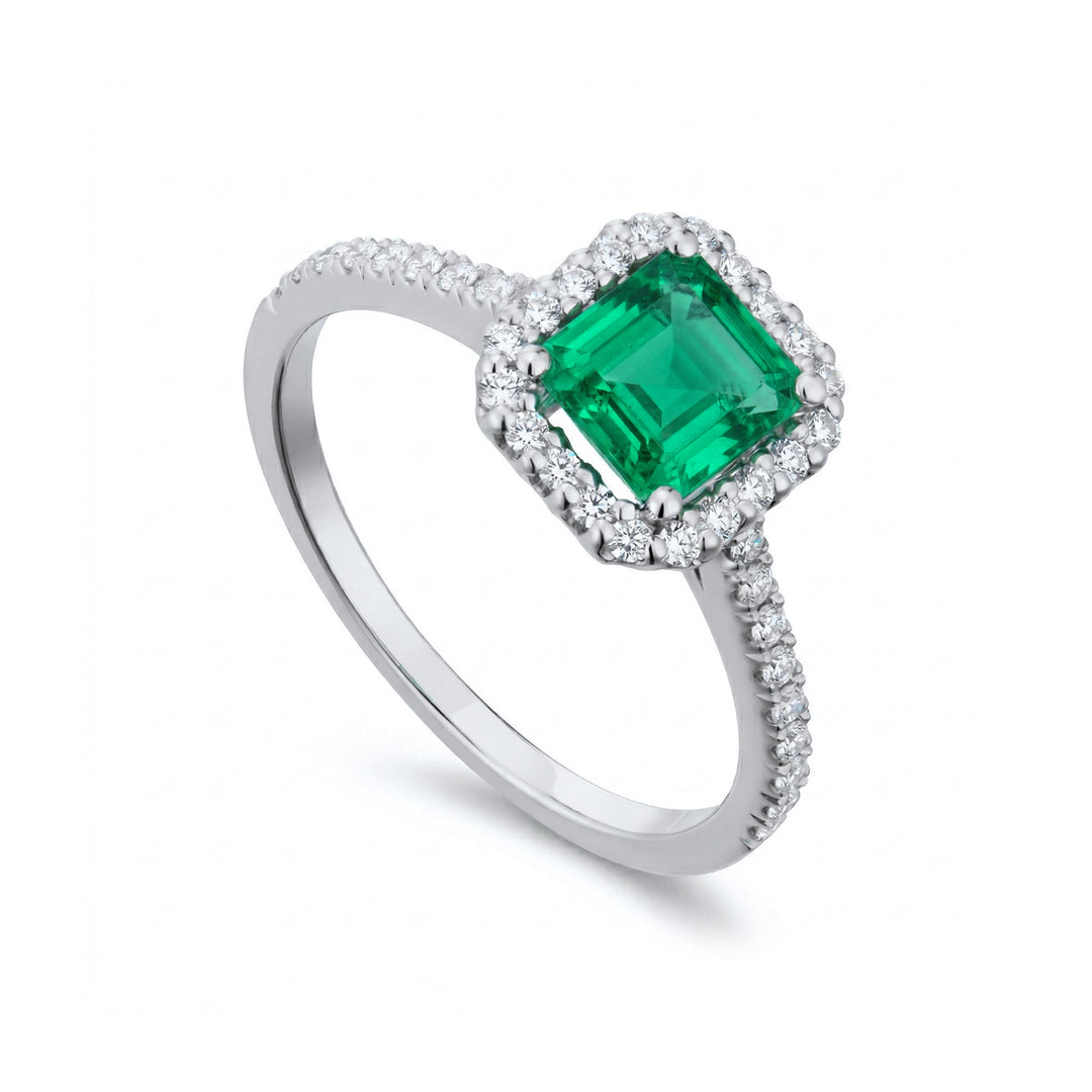Golay emerald ring emerald cut 5x6 and contour diam ACLC073DISM-21085110006