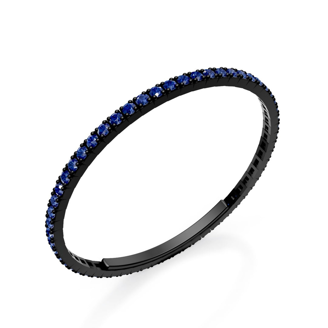 X-Diamond bracciale tennis in titanio nero incassato interamente con zaffiri, con chiusura a farfalla, 18cm, terza misura LXDBRT013ZANE-180