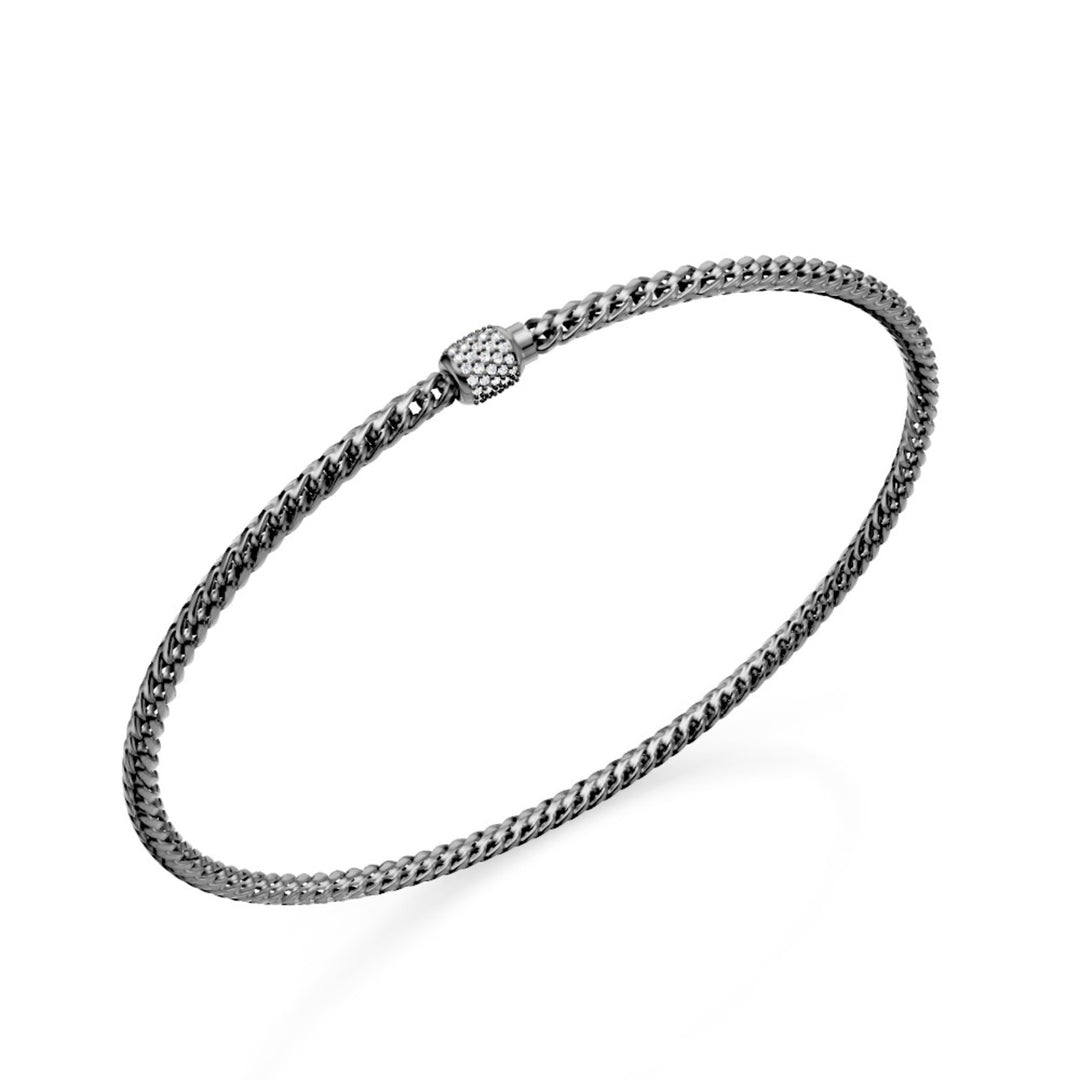 Golay-Armband mit weichen, gebogenen Gliedern aus 18-karätigem Schwarzgold und besetzter Schließe mit Diamanten, 18,5 cm, GBR003O6DIBI060-185
